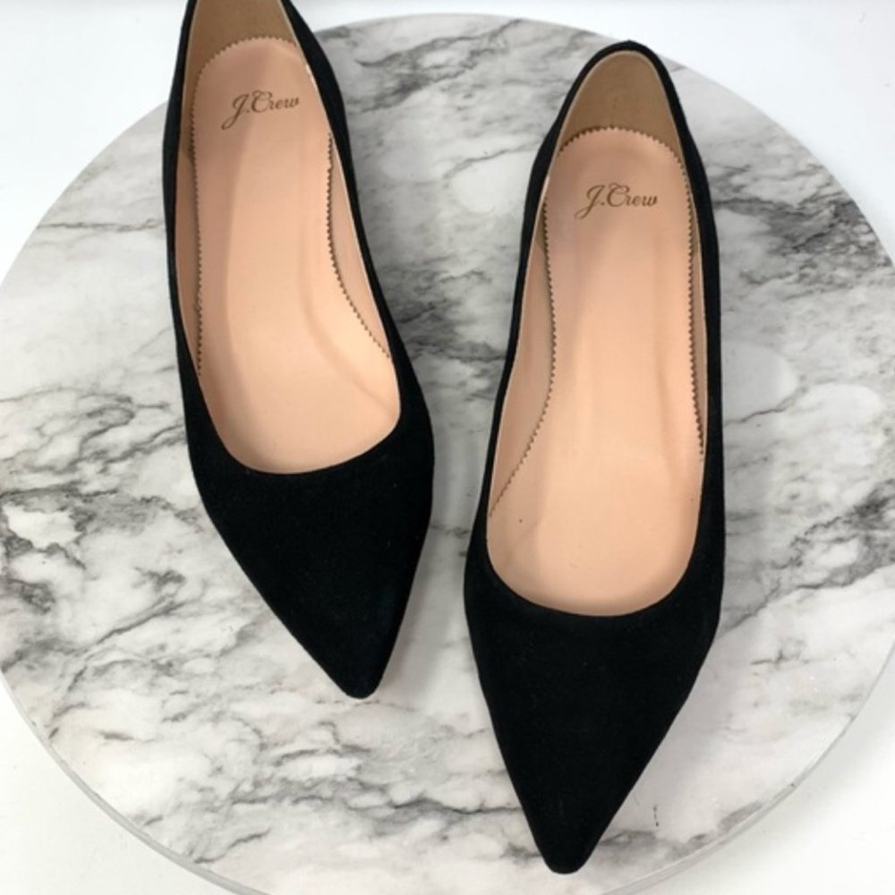 J. Crew Pointed Toe Suede Black Flats